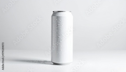 Blank White Aluminum Can Mockup with Condensation Drops