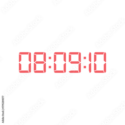 LED digital clock number for counter or calculator mockup design