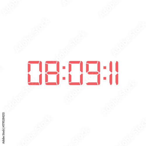 LED digital clock number for counter or calculator mockup design