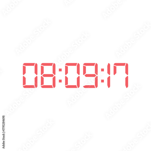 LED digital clock number for counter or calculator mockup design