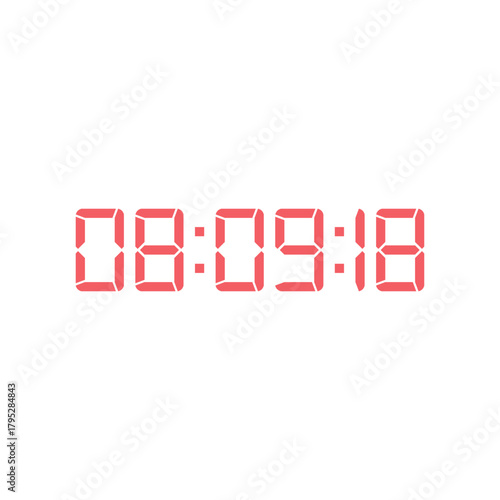 LED digital clock number for counter or calculator mockup design