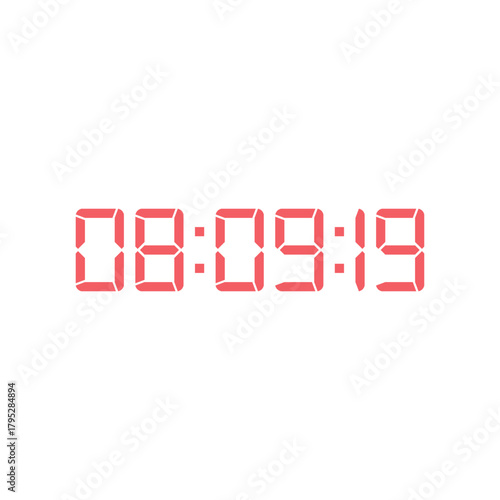 LED digital clock number for counter or calculator mockup design