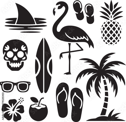 PrEdgy Tropical Summer Vector Silhouette Setint