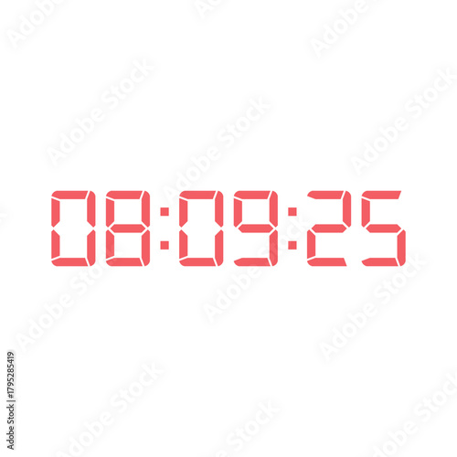 LED digital clock number for counter or calculator mockup design