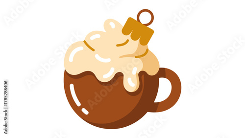 Warm Beverage with Cream: A charming cup brimming with a warm beverage topped with a generous swirl of creamy delight, perfect for moments of relaxation and indulgence.