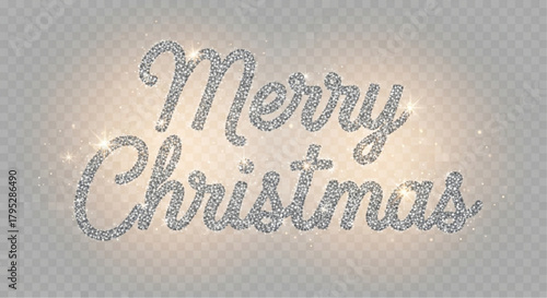 Glittering script on transparent backdrop wishes a Merry Christmas, filled with light and warmth.  vector illustration