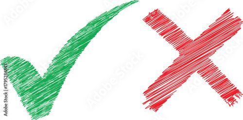 Green check mark and red cross mark, Tick mark