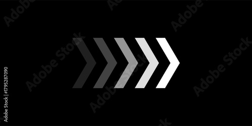 black and blue Colored Right to Left Arrows Blinking in a Loop Swipe up animation button.