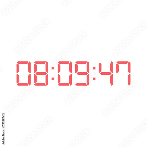 LED digital clock number for counter or calculator mockup design