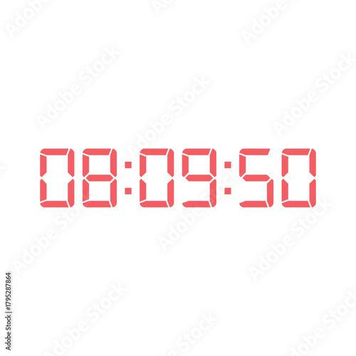 LED digital clock number for counter or calculator mockup design