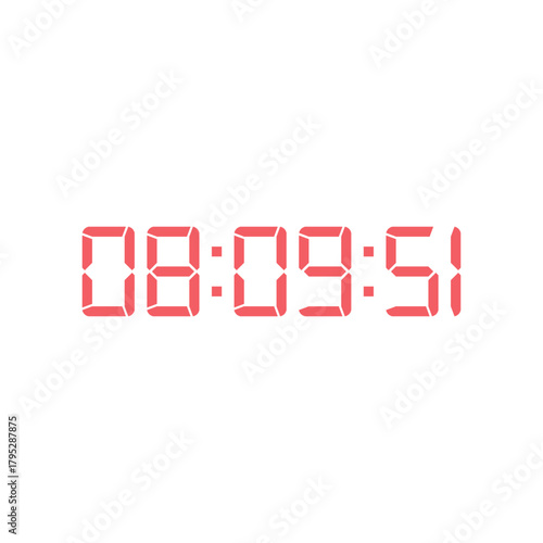 LED digital clock number for counter or calculator mockup design