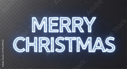 Elegant neon lights spell out MERRY CHRISTMAS, creating a modern and festive greeting. Perfect for adding a touch of holiday cheer to any project. vector illustration