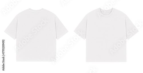 Blank White Oversized T-shirt Mockup Front and Back View on Neutral White Background