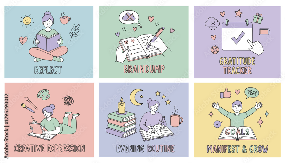 Fototapeta premium Wellness routine concepts journaling creative expression gratitude tracking reflection and goals