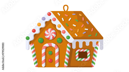 Gingerbread House: A festive gingerbread house, adorned with colorful candies and icing, evokes feelings of warmth, and sweet treats in this holiday season.
