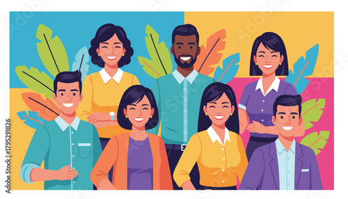 Happy diverse professional group smiling Teamwork collaboration and vibrant community portrait