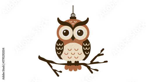 Wise Owl's Perch: An adorable owl with large, expressive eyes perches gracefully on a slender branch, its gaze both inquisitive and wise, evoking a sense of calm and the beauty of nature.