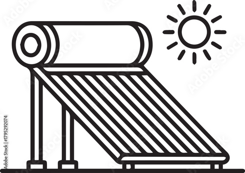 Eco-Friendly Future: Solar Water Heater Harnessing the Sun's Power for Sustainable Energy Solutions and a Greener Tomorrow, Originally a Vector Design