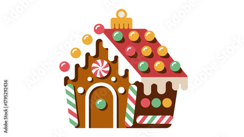 Gingerbread House Delight: A delightful, colorful gingerbread house, adorned with candies, icing, and festive embellishments, inviting the warmth and joy of the holiday season.
