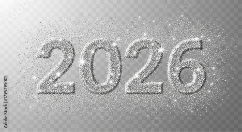 A radiant vision of the upcoming year, the number 2026 shimmers, composed of sparkling elements, against a gradient background, promising new beginnings. vector illustration