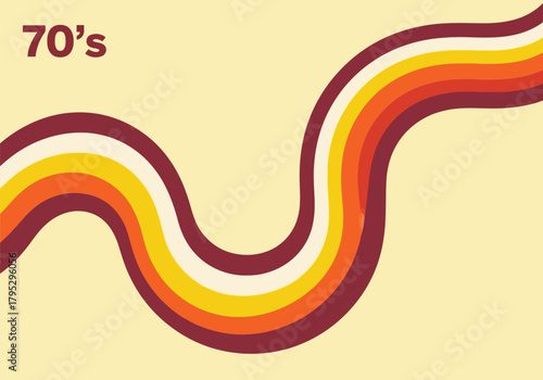 Retro 70s Background A Nostalgic Design with Wavy Stripes in Earth Tones Evoking the Fashion and Style of the Seventies, Perfect for Decorative Purposes