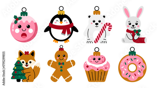 Holiday Ornament Delight: A charming assortment of holiday ornaments, each depicting a delightful character or festive symbol, ready to bring cheer and warmth to the festive season.