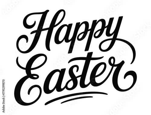 Happy Easter Calligraphy Vector Lettering. Spring Holiday Greeting Card Typography Design.