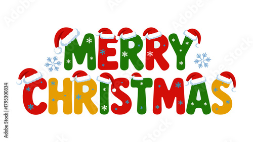 Festive Christmas Greeting: A vibrant and cheerful seasonal greeting, the message 'Merry Christmas' is adorned with holiday embellishments, perfect for spreading festive cheer and the holiday spirit.