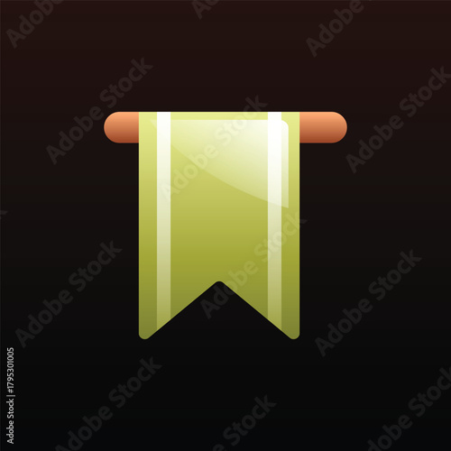 Green Ribbon Banner Icon for Titles, Achievements, and Decoration