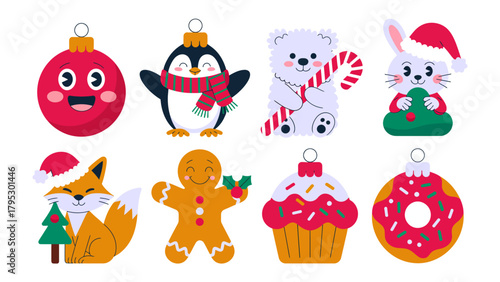 Festive Ornaments: A charming array of whimsical ornaments, each a unique festive character ready to bring holiday cheer. 