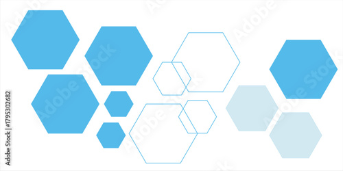 Abstract blue hexagon banner background.