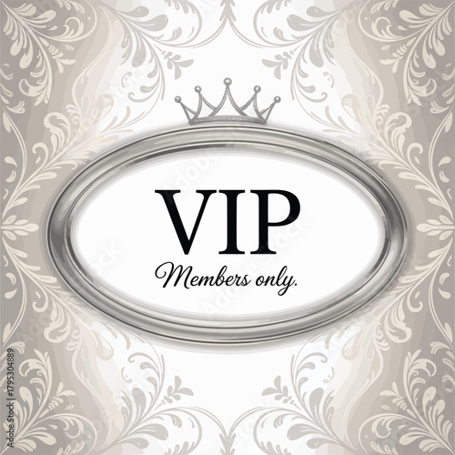 Elegant vip members only invitation with crown and ornate background