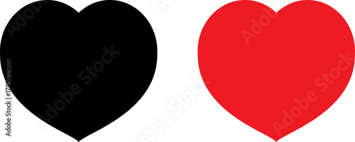 Two hearts one black one red side by side