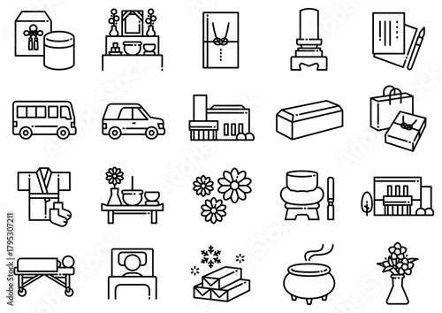 お葬式アイコン01　Funeral Icons