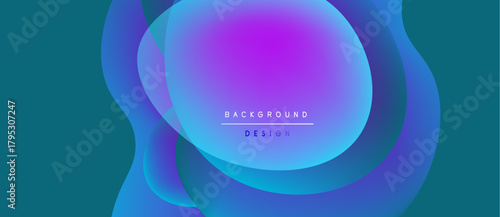 Abstract fluid shapes blend vibrant blues, purples. Gradient colors create dynamic background design. Modern aesthetic, smooth transitions.