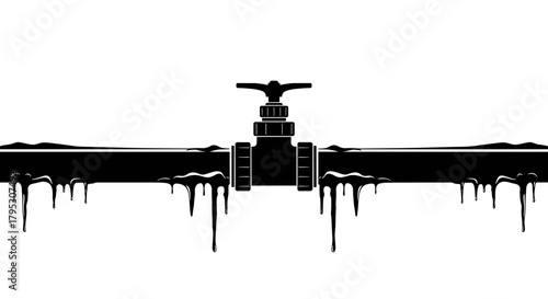 Frozen drip irrigation pipe on a transparent background