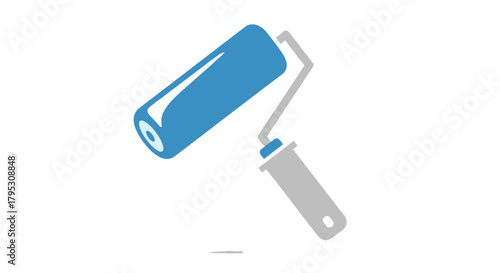 Professional blue paint roller tool ready for home renovation and DIY projects creating a fresh clean look, Generative AI