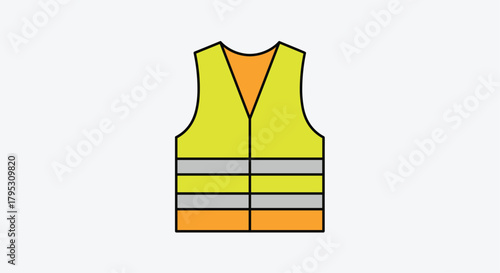 Bright high visibility safety vest with reflective stripes essential protective gear for construction and road work, Generative AI