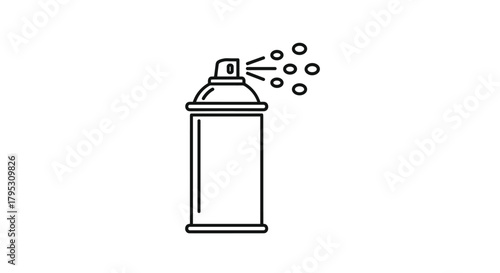 Dynamic spray can icon releasing a burst of small droplets for creative projects and product applications, Generative AI
