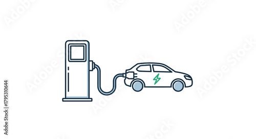 Modern electric car charging at a clean energy station symbolizing a sustainable future and green transportation revolution, Generative AI