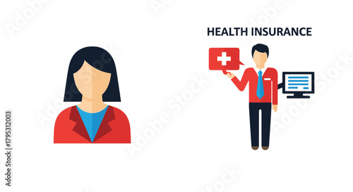 Professional consultant explains health insurance benefits with digital tools and medical cross icon for clear understanding, Generative AI
