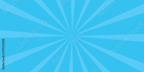 Pop art halftone background. Comic starburst pattern. Blue banner with star speech bubble. Vintage duotone texture. Gradient wow design. Cartoon superhero print. Vector illustration.