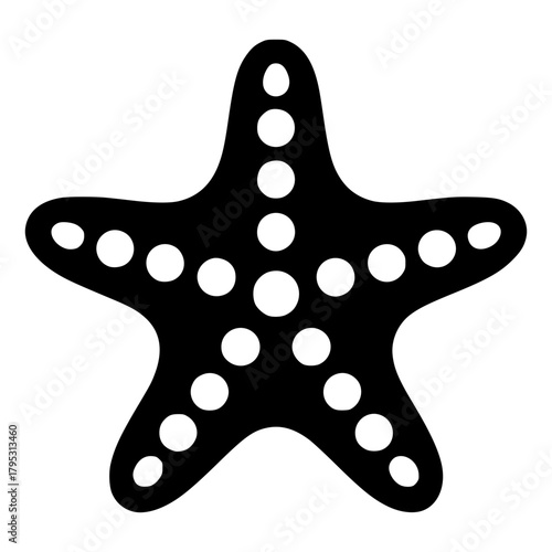 Oceanic Silhouette: A minimalist depiction of a starfish, capturing the serene essence of the ocean's depths, its five arms radiating outward in graceful symmetry.