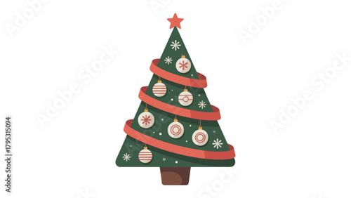 Festive Ornamented Fir: A beautifully adorned fir tree, set against a clean background, showcases a warm ambiance of celebration.