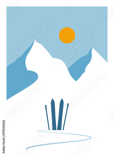 Skiing in Mountain Landscape