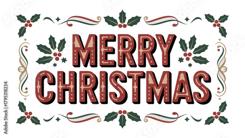 Festive Cheer: A vibrant Christmas greeting, adorned with classic seasonal motifs, radiates warmth and joy. 