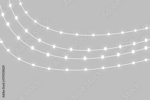 festive light with gold garland ribbon glowing string lamp led border decoration holiday card background party design transparent vector winter celebration banner happy year