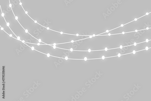 festive light with gold garland ribbon glowing string lamp led border decoration holiday card background party design transparent vector winter celebration banner happy year