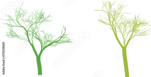  Green Minimalist Tree Illustrations on White Background Depicting Environmental Awareness and Simple