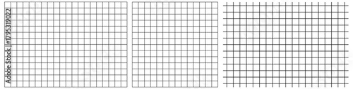 Black Grid Pattern set, square shape on transparent PNG Background for Design and overlay Use.	
